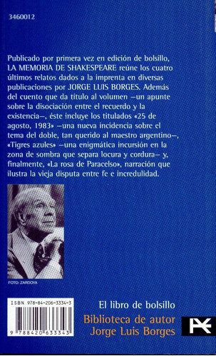 La Memoria De Shakespeare - Borges - Alianza 1