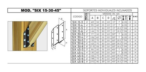 Soporte Tirante Madera Tipo Six6 33º 1