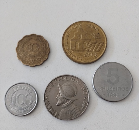 Monedas De Panamá, Brasil, Paraguay Y  Argentina - Lote De 5 0