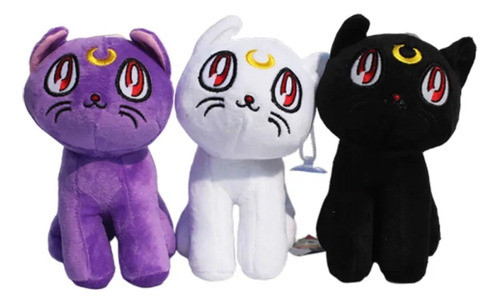 Peluche Gatita Luna Sailor Moon Color Morado Blanco Negro X1 0