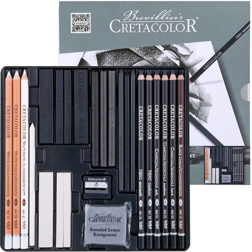 Estojo Desenho Black & White Box Drawing 25 Pecas Cretacolor 0