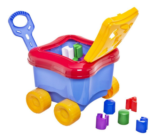Brinquedo Didático Blocos De Encaixar Com Carrinho Azul 0