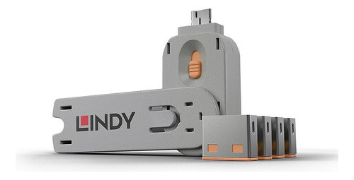 Bloqueador De Puertos Usb Lindy - Pack 4u. Naranja (40453) 0
