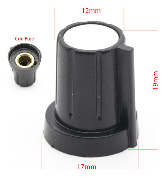 3 Perillas Potenciometro Blancas 17mm X 19mm Buje Bronce 1