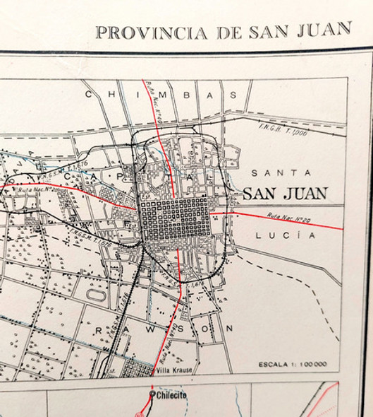 Mapa 1953 Provincia San Juan Con Region Eva Peron 0