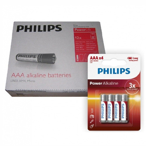 Pilas Alcalinas Aaa Philips Pack De 48 En Blísters De 4 0