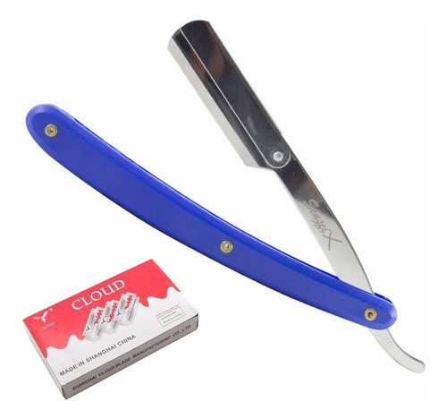 Navaja Barbero Barberia Sensei Peluqueria Azul + 10 Filos 0