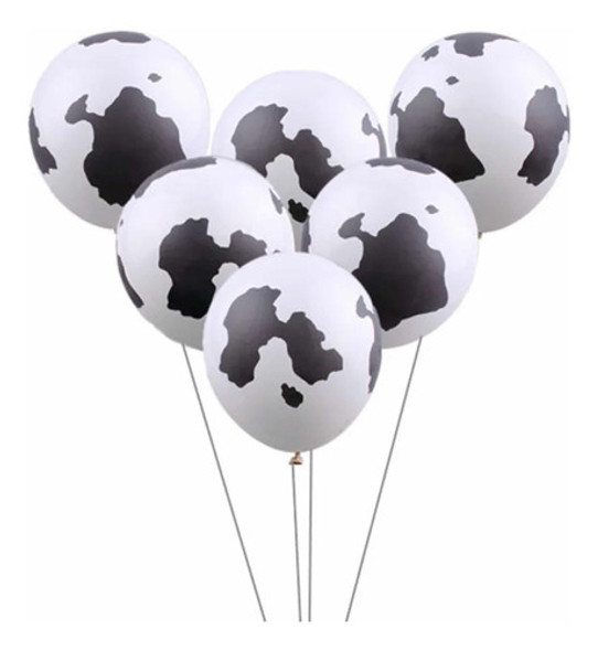 Globos De Látex Animales Manchas De Vaca Lola Pack X10r12 0