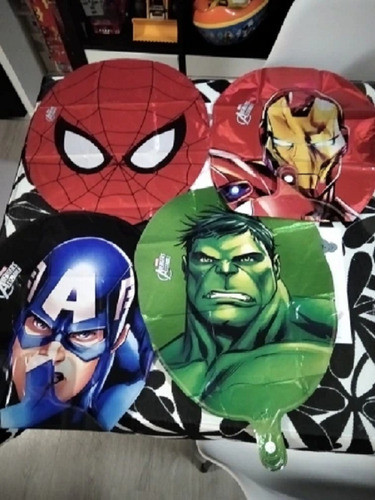 4 Globos Hulk Capitán America Iron Man Hombre Araña Aluminio 0