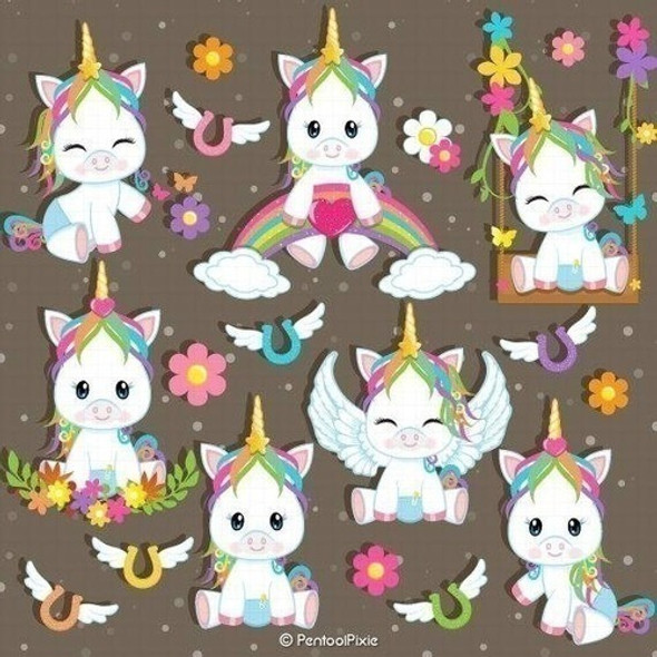 Kit Imprimible Fondos Clipart - Baby Unicornio 0