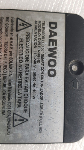 Botonera Y Receptor Remoto Tv Led Daewoo Dwled-50fhd 1