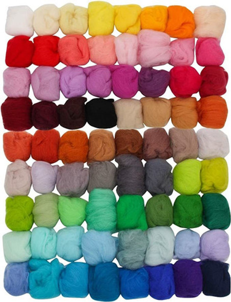 Coitak 72 Colores Fibra Lana Hilado Roving Para Aguja Fielt. 0