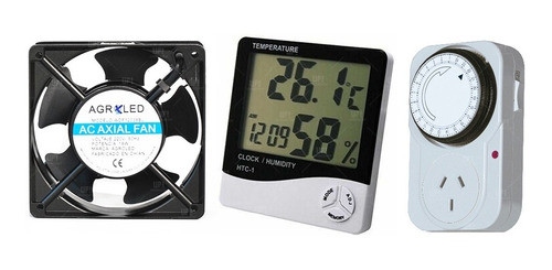 Kit Ventilacion Cooler Agroled 4 Pulgadas Con Timer Y Htc 0