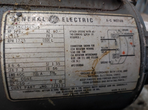 Motor General Eléctric Rpm 1725 0