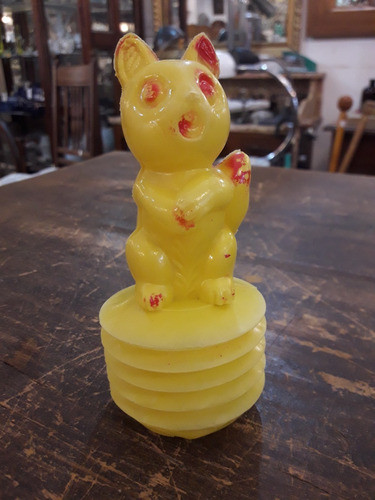 Antiguo Juguete Gatito De Plastico Inflado Con Chifle 0