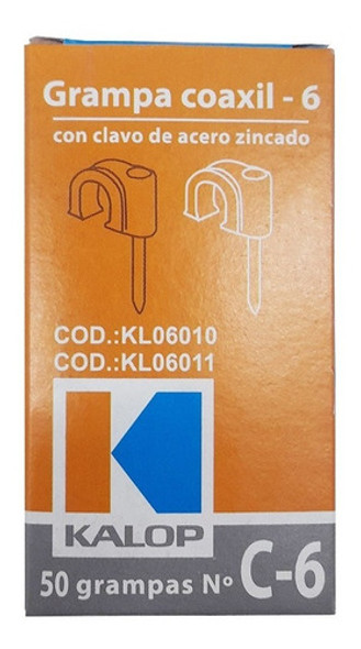 Caja X50 Unidades Grampas Nº6 Kalop Color Negro P/cable 0