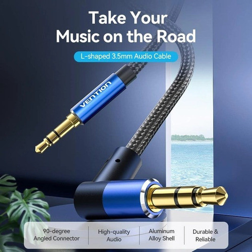 Cable Audio 1 Mt Stereo 90° Auxiliar 3,5 Mini Plug Vention 1