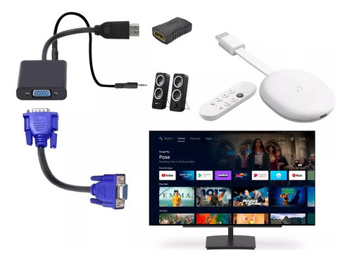 Cable Adaptador Conversor Hdmi A Vga + Audio Plug Monitor Pc 1