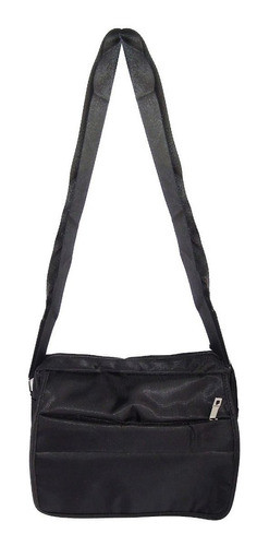 Bolso Morral Negro 2 Cierres Y Solapa 26x22x8cm 0