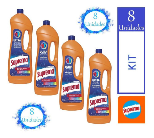 Kit 8 Alvejante Sem Cloro 1,5l Suprema Ultra Remoção 8 Un 0