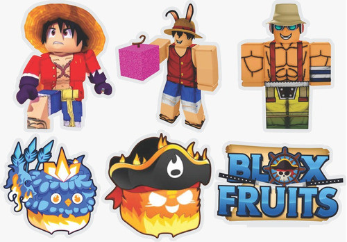 Kit Display De Mesa 6 Peças Para Festa Blox Fruits Mdf 0