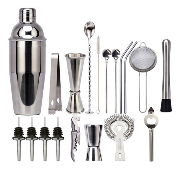 Set Barman Completo Coctelera Acero Inox. 700ml Profesional 0