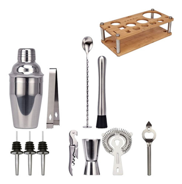 Set Barman Completo Coctelera Acero Inox. 700ml Profesional 0