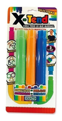X Tend 3 Tubos Estirable Juguete Didactico Ditoys Antiestres 0