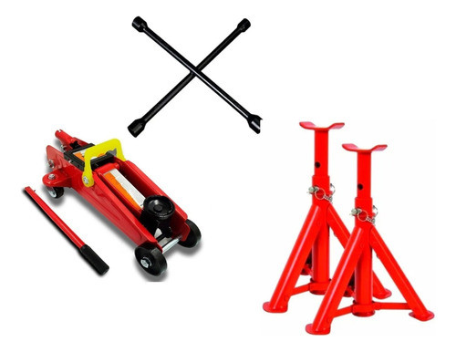 Crique Carrito Hidraulico 2 Tn + Llave Cruz + Caballetes X2 0