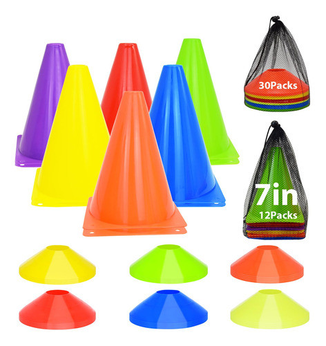 Conos De Entrenamiento 42u (30bajos/12altos) 6 Colores 0