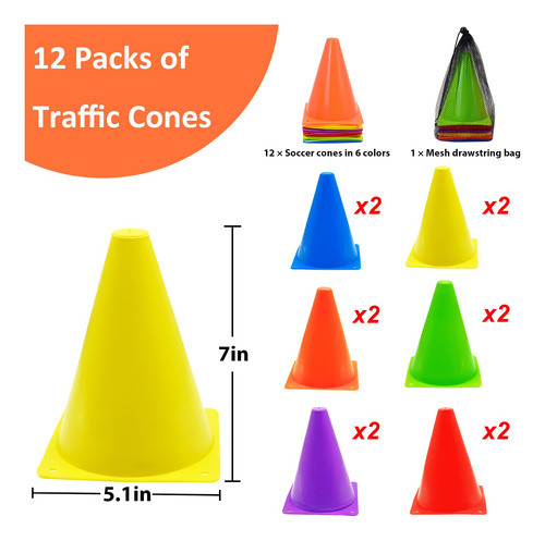Conos De Entrenamiento 42u (30bajos/12altos) 6 Colores 1