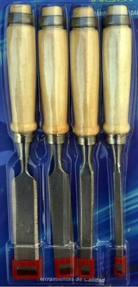 Formón Para Madera Juego 4 Piezas Mango Madera Profesional $ 0
