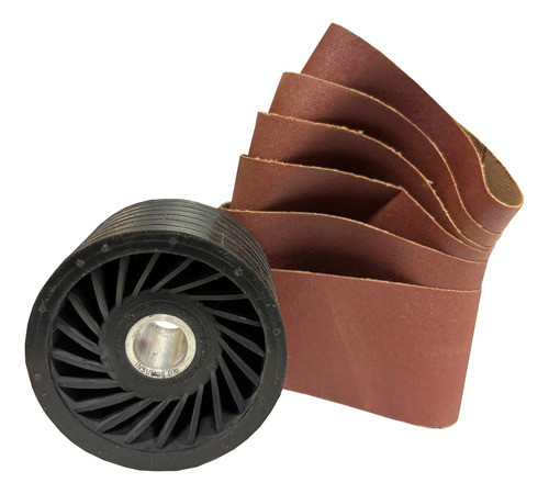Kit Polea Expansible Ø75 Mm + 6 Bandas Abras Gruesas Y Finas 0