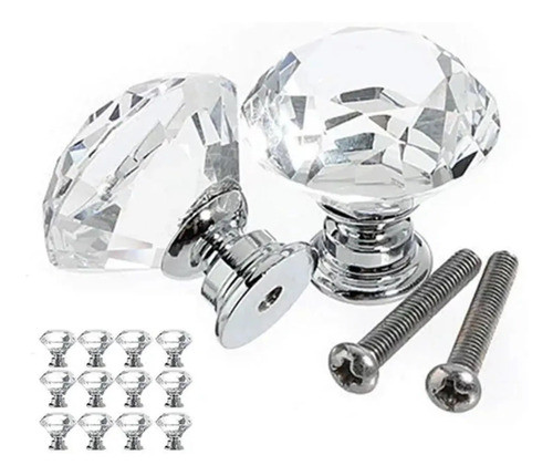 Kit 12 Puxador Cristal Para Armario Graveta  Moveis 30mm 0
