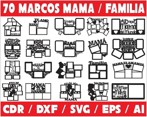 Pack De Vectores Corte Laser- Portaretratos Dia De La Madre 0