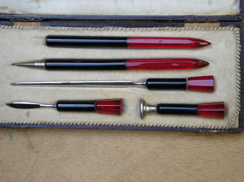 Antiguo Set De Escritorio Art-deco En Galalite 5 Piezas 1