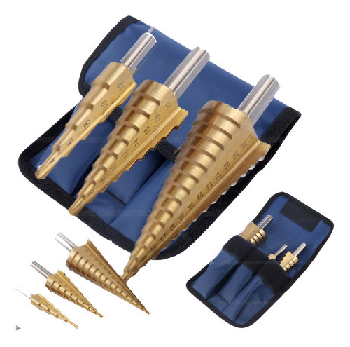 3pcs 4-12/20/32 Mm Gran Hss Acero Paso Taladro Cono Titanio 0