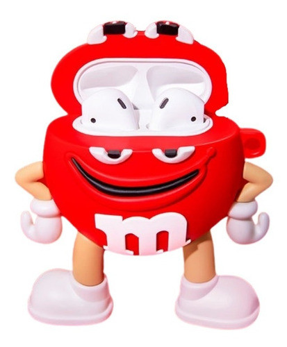 Capa Compatível AirPods 1/2 Silicone M&m's Vermelho Grande 1