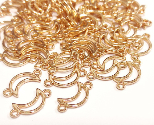 20 Dijes Media Luna Conector Dorado Metal Bijou Artesanías 0
