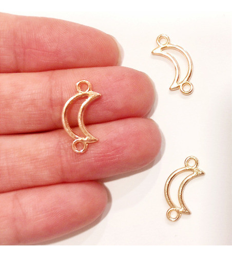 20 Dijes Media Luna Conector Dorado Metal Bijou Artesanías 1