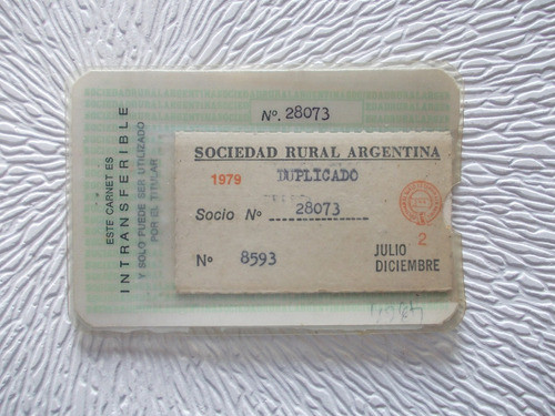 4364- Carnet Usado Soc. Rural Arg. Año 1979 1