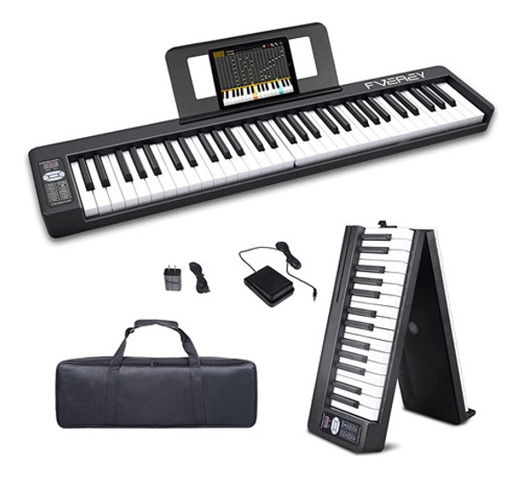 Fverey Teclado De Piano Plegable De 61 Teclas, Piano Electró 0 Fverey Teclado De Piano Plegable De 61 Teclas, Piano Electró 0