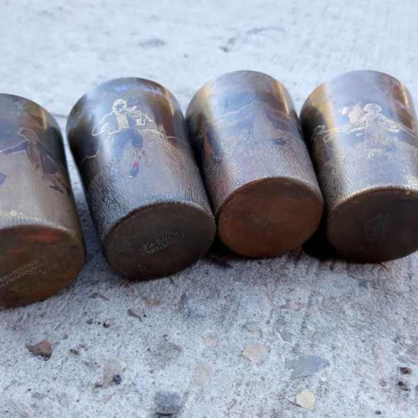 4 Antiguos Vasitos Copitas Suecas Ornamentik Eskilstuna 1