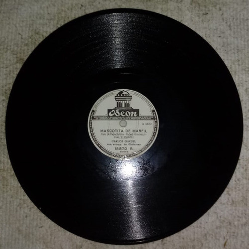 Disco De Pasta De Carlos Gardel - Mascotita De Marfil 0