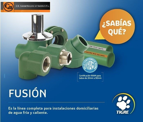 Caño Termofusión Agua Fría Caliente 20 Mm Tigre Pn20 X 4mts 1
