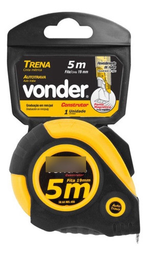 Trena 5m X 19mm Em Aço Com Auto Trava - Vonder 1