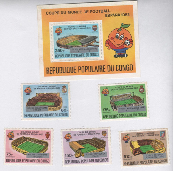 Estampillas De Futbol Del Congo - Block Y Serie - Mundial 82 0