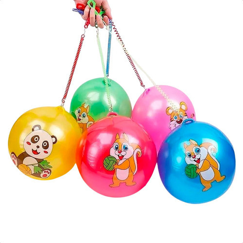 Bola De Vinil Com Cordão Mola Chaveiro Brinquedo 12 Unidades 0