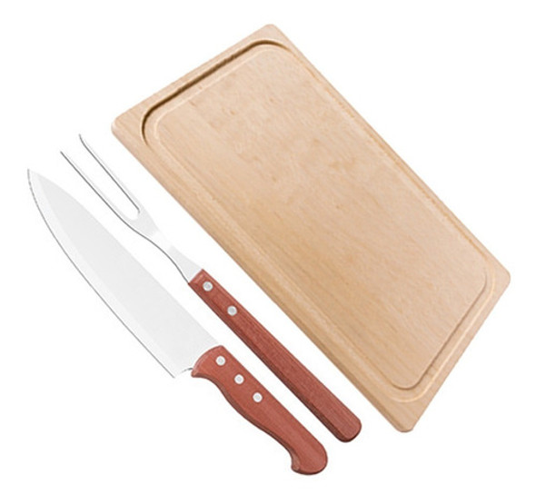 Juego Churrasco Tramontina Acero Inox 3pz Asado Tabla Madera 0 Juego Churrasco Tramontina Acero Inox 3pz Asado Tabla Madera 0