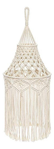 Mkono Macramé Lámpara Sombra Boho Colgante Colgante Luz Cubi 0